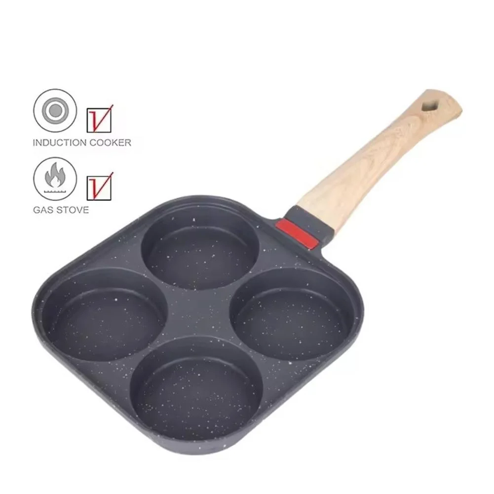 4 Hole Omelet Pan Burger Egg Pancake Maker Bakelite Frying Pan - Image 5